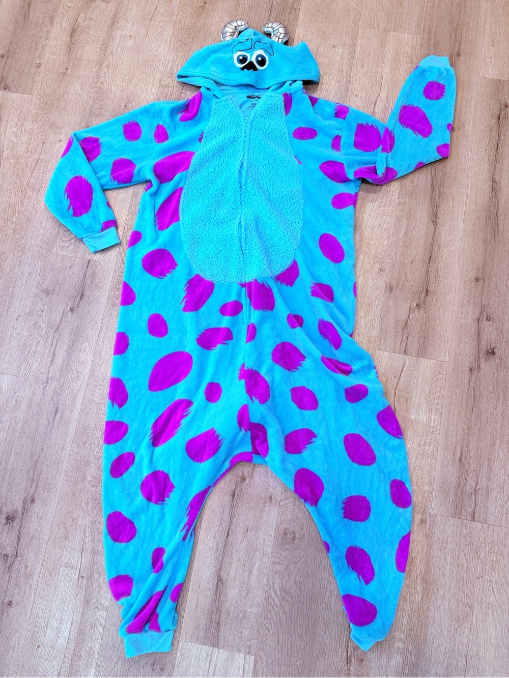Monsters inc sully one piece full zip jumper pajamas halloween costume cosplay l